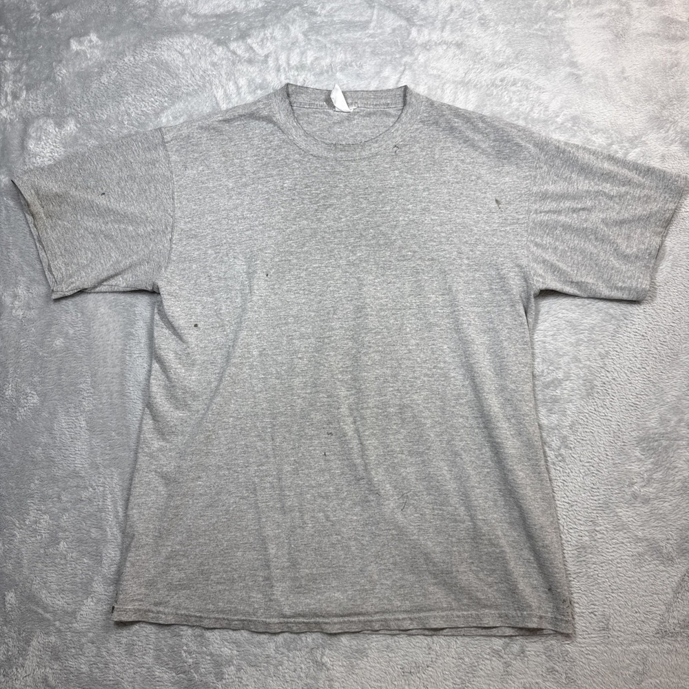 Thrashed Blank T‎ Shirt Mens L Gray Distressed Stained Paint Grunge